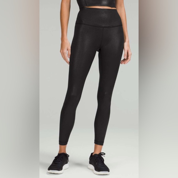 Lululemon Wunder Train High-Rise Tight 25” Everlux Radiant Foil Print Black sz6‎ - Picture 1 of 8